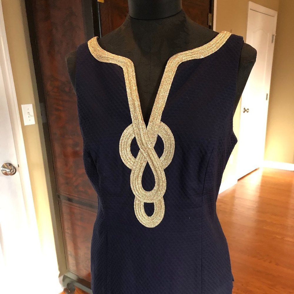 Lilly Pulitzer Navy & Gold Janice Sleeveless Top